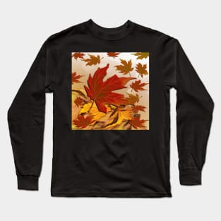 Autumn Leaf Design Orange, Rust & Yellow Background Beautiful Fall Design Long Sleeve T-Shirt